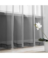 Kate Aurora Hotel Lux 2 Piece Charcoal Gray Rod Pocket Sheer Curtain Panels