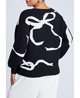 Eloquii Women's Bow Print Cardigan