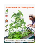 Slickblue Foldable A-Frame Metal Garden Trellis for Climbing Plants Cucumbers and Vegetables