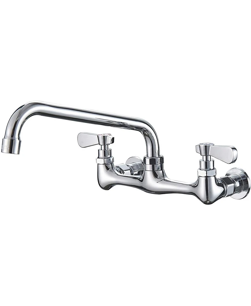 Greenspring 2-Handle Wall Mount Kitchen Faucet With Inch Swivel Spout 8" Center In Polished Chrome