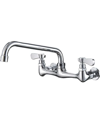 Greenspring 2-Handle Wall Mount Kitchen Faucet With Inch Swivel Spout 8" Center In Polished Chrome