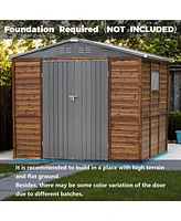 Mondawe 6x8FT Iron-Wood Outdoor Storage Tool Shed with Lockable Door and Windows