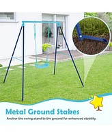 Gymax Toddler Swing Heavy Duty Metal Set w/ A Frame Adjustable Ropes