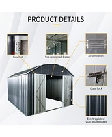 Mondawe 10 ft x 12 ft Steel Outdoor Storage Shed with Arch Roof with Lockable Doors