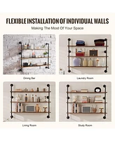 Slickblue Industrial Pipe Wall-Mounted Shelf 3 Tier Storage Rack for Kitchen and Bedroom