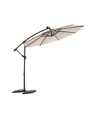 Flynama 10ft Solar Led Offset Hanging Market Patio Umbrella