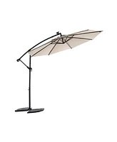 Flynama 10ft Solar Led Offset Hanging Market Patio Umbrella