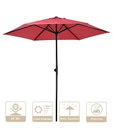 Yescom 7.5 Ft Outdoor Patio Umbrella 6 Ribs with Scale Tilt Button Strap UV30+ Sunshade Garden Parasol for Yard Deck Market Pool Red
