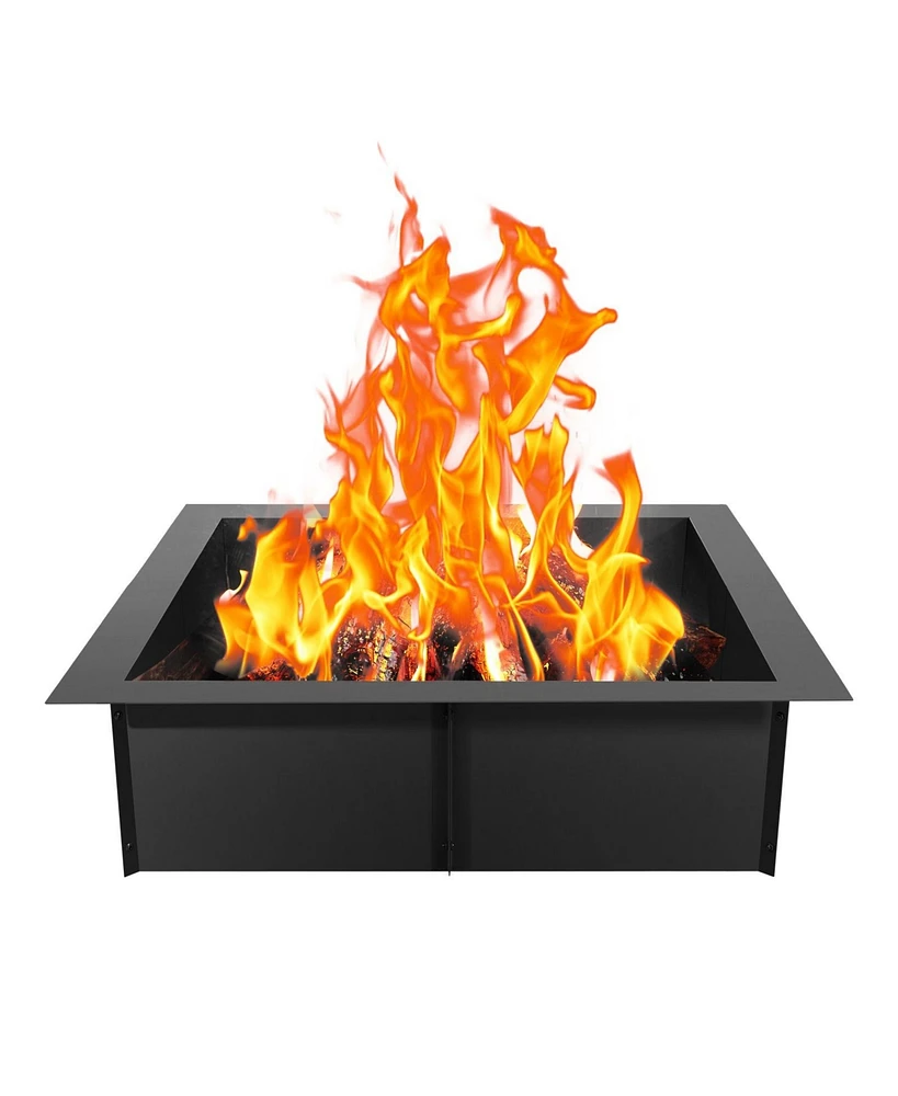 Slickblue Fire Pit Ring Square Outer Steel Liner Diy Campfire Ring Firepit