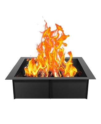 Slickblue Fire Pit Ring Square Outer Steel Liner Diy Campfire Ring Firepit