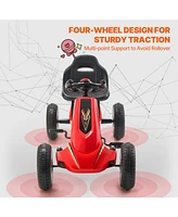 Kids Go Kart Pedal Ride On Toy Ages 3-8 with Adjustable Seat and 4 Wheels