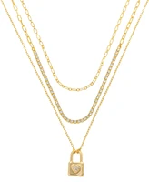 Unwritten Cubic Zirconia Love Locket Pendant Layered Necklace Set