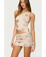 Edikted Women's Astrid Beaded Backless One Shoulder Top