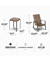 Four Seasons Courtyard Bayside 3 Piece All Weather Woven Wicker Chat Set, Brown