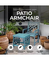 Four Seasons Courtyard Distressed 22” Hardwood Portland Patio Arm Chair, Blue