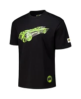 Freeze Max Men's Black Batman Comics Batmobile Loose Fit T-Shirt
