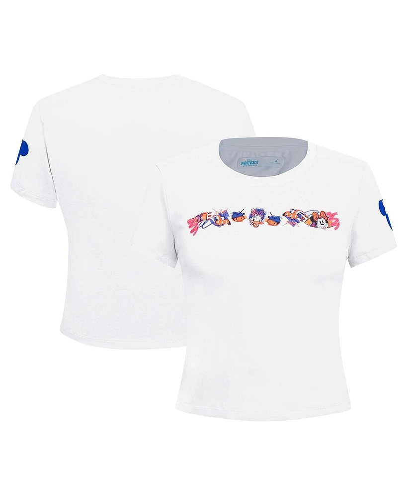 Freeze Max Women's White Mickey Friends Babydoll Cropped T-Shirt