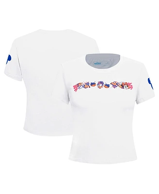 Freeze Max Women's White Mickey Friends Babydoll Cropped T-Shirt