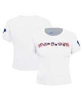 Freeze Max Women's White Mickey Friends Babydoll Cropped T-Shirt