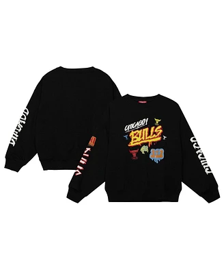 Mitchell & Ness Women's Black Chicago Bulls Slap Sticker Lightweight Pullover Sweatshirt