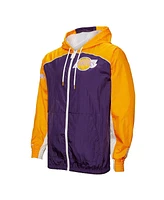 Mitchell & Ness Men's Purple Los Angeles Lakers Hardwood Classics Big Shot Premium Full-Zip Windbreaker Jacket
