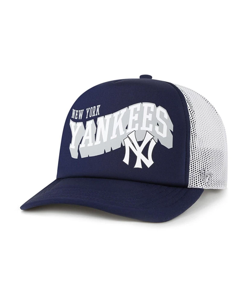 '47 Brand Men's Navy New York Yankees Meander Foam Trucker Snapback Hat