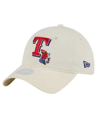 New Era Women's Cream Texas Rangers Floral 9TWENTY Adjustable Hat