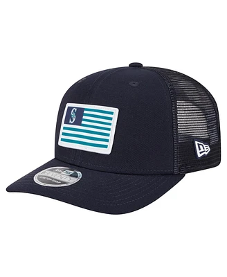 New Era Men's Navy Seattle Mariners Flag 9SEVENTY Stretch-Snap Hat
