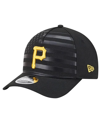 New Era Men's Black Pittsburgh Pirates American Flag 9FORTY M-Crown A-Frame Adjustable Hat