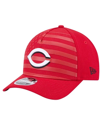New Era Men's Red Cincinnati Reds American Flag 9FORTY M-Crown A-Frame Adjustable Hat