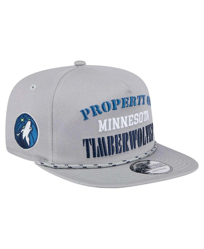 New Era Men's Gray Minnesota Timberwolves Throwback Property Of Golfer Snapback Hat