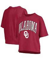 Pressbox Women's Crimson Oklahoma Sooners Nelson Arch Over Logo Waist Length Oversized Slub T-Shirt