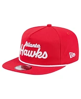 New Era Men's Red Atlanta Hawks Team Text Golfer Snapback Hat