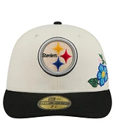 New Era Men's Cream/Black Pittsburgh Steelers Tonal Floral 59FIFTY Fitted Hat
