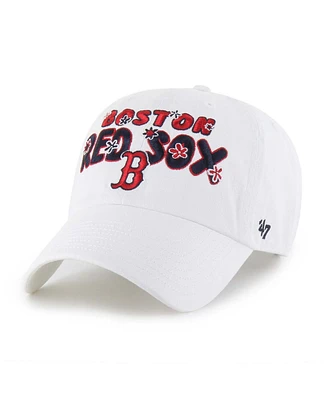 '47 Brand Women's White Boston Red Sox Flower Power Clean Up Adjustable Hat