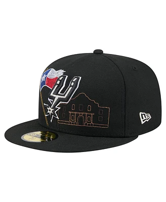 New Era Men's Black San Antonio Spurs State Stitch 59FIFTY Fitted Hat