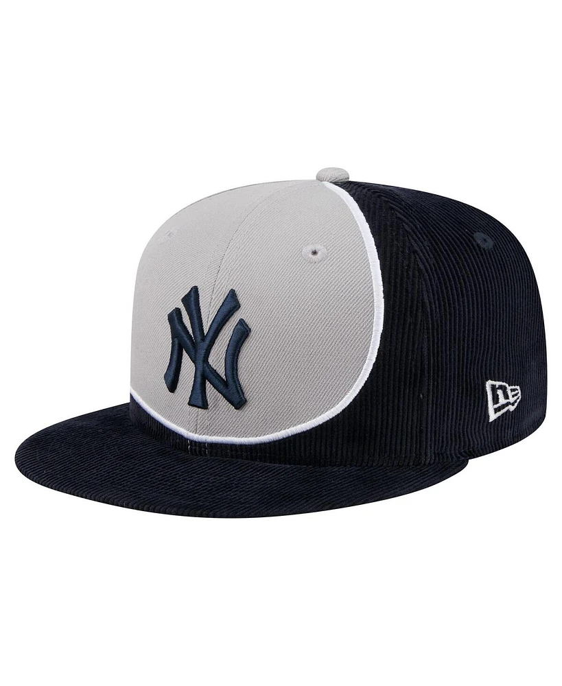 New Era Men's Navy/Gray New York Yankees Retro Split Corduroy Snapback Hat