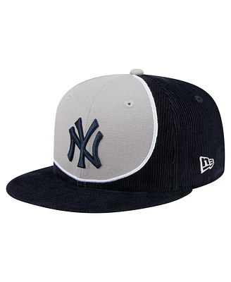 New Era Men's Navy/Gray New York Yankees Retro Split Corduroy Snapback Hat