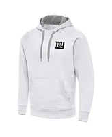 Antigua Men's White New York Giants Brushed Carbon Victory Pullover Hoodie