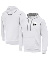 Antigua Men's White Pittsburgh Steelers Brushed Carbon Victory Pullover Hoodie
