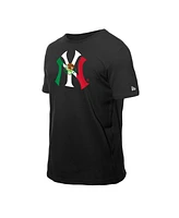 New Era Men's Black York Yankees Mexican Flag Logo T-Shirt