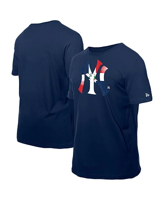 New Era Men's Navy York Yankees Dominican Republic Flag Logo T-Shirt