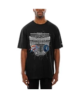New Era Men's Black Oklahoma City Thunder vs. Minnesota Timberwolves 2025 Western Conference Finals Matchup Distressed Graphic T-Shirt