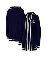 Gameday Couture Women's Navy West Virginia Mountaineers Stripe Detail Tri-Blend Hoodie Cardigan Sweater