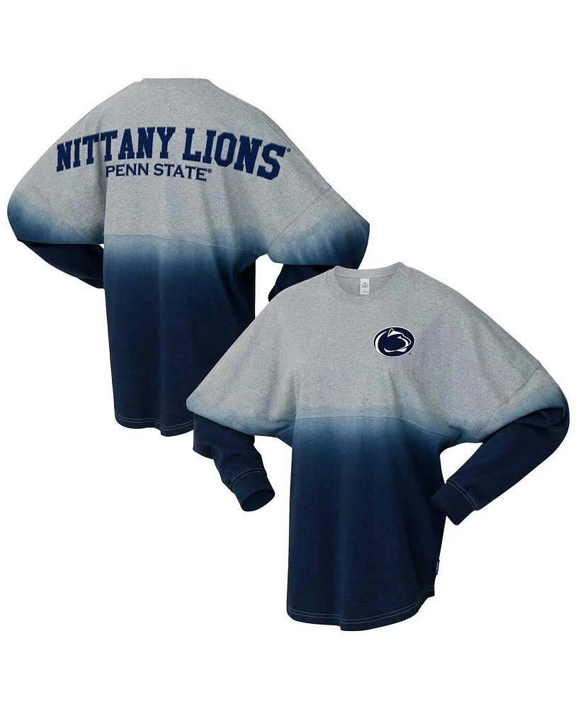 Spirit Jersey Men's and Women's Navy/Gray Penn State Nittany Lions Ombre Long Sleeve T-Shirt