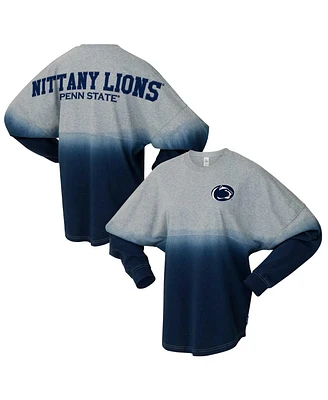 Spirit Jersey Men's and Women's Navy/Gray Penn State Nittany Lions Ombre Long Sleeve T-Shirt