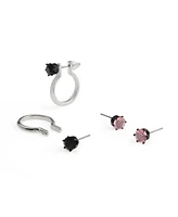 Steve Madden Faux Stone Punk Romance Stud Huggie Earring Set