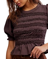 Free People Women's Cotton Puff-Sleeve Peplum Top