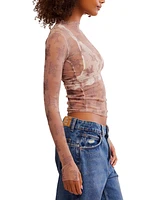 Free People Women's Two-Tone Mesh Top