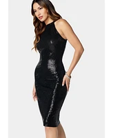 Bebe Women's Mock Neck Disco Dot Midi Dress
